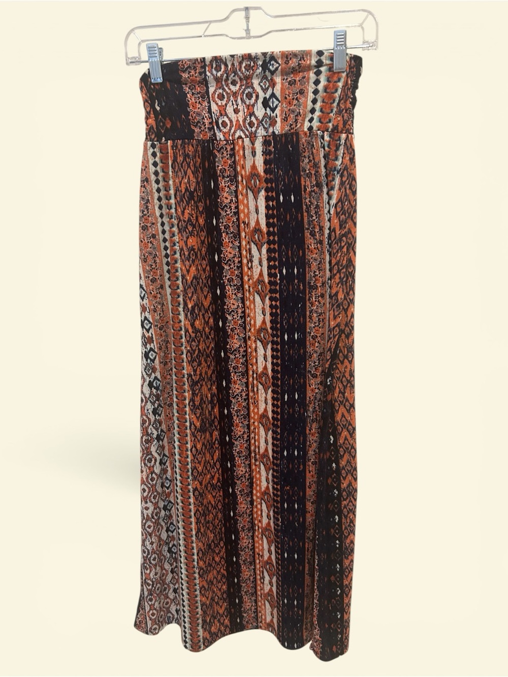 Maurices Orange and Black Patterned Maxi Skirt